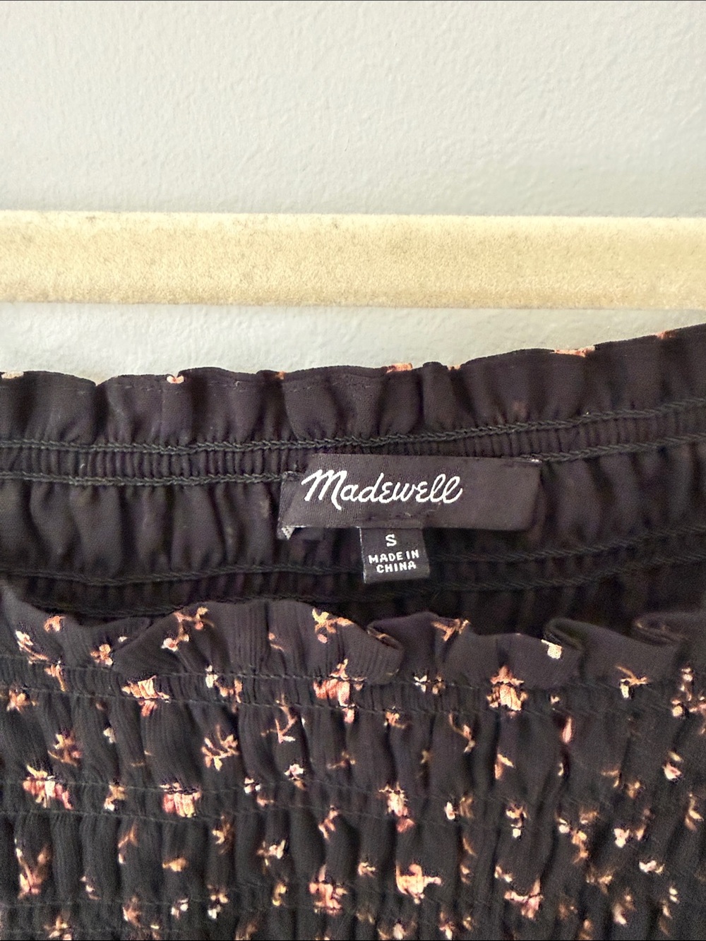 Madewell Black Floral Smocked Square-Neck Long-Sleeve Top - Picture 4 of 5